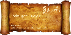 Zséger Antal névjegykártya